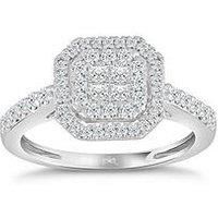 H. Samuel Princessa 9W 0.66Ct Diamond Double Halo Octagon Shaped Cluster Ring