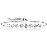 H. Samuel Sterling Silver Diamond Pear Bolo Bracelet