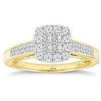 H. Samuel Princessa 9Y 0.50Ct Dia Square Cluster Ring With Dia Shoulders