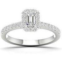 Ernest Jones 18Ct White Gold & Platinum 0.66Ct Diamond Halo Ring