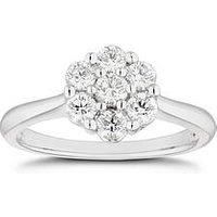 Ernest Jones Platinum 0.50Ct Total Diamond Flower Cluster Ring