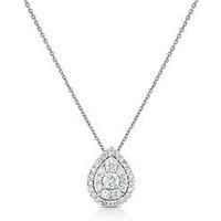 Ernest Jones 9Ct White Gold 0.50Ct Total Diamond Halo Pear Pendant