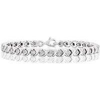 Ernest Jones Sterling Silver 0.50Ct Diamond Crossover Tennis Bracelet