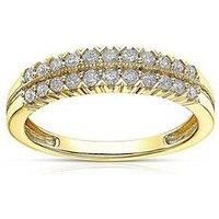 H. Samuel 9Ct Yellow Gold Double Row 0.33Ct Diamond Engagement Eternity Ring