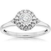 H. Samuel 9Ct White Gold 0.33Ct Diamond Illusion Halo Solitaire Engagement Ring