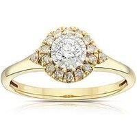 H. Samuel 9Ct Yellow Gold 0.33Ct Diamond Illusion Halo Solitaire Ring