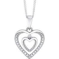 H. Samuel Silver Cubic Zirconia Double Heart Pendant