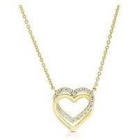 Ernest Jones 9Ct Yellow Gold Cubic Zirconia Linked Heart Necklace