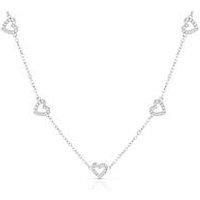 H. Samuel Sterling Silver Necklace. Cubic Zirconia Heart Station Trace Necklace