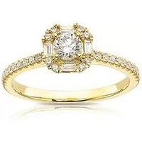 Ernest Jones 18Ct Yellow Gold Engagement Ring. 0.50Ct Diamond Cushion Shape Halo Ring