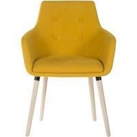 Teknik Office Four Legged Soft Padded Office Chair with Oak Effect Legs, Yellow