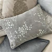 Laura Ashley Pussy Willow Embroidered Cushion, Steel