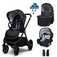 COSATTO Giggle 4 Travel System - 3 in 1 Travel System, 0-25kg Approx. 4 Years Old, Compact Fold, Pram, Pushchair, Carrycot, Seat Unit, i-Size Group 0+ Infant Carrier Car Seat & Raincover (Spot On)