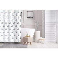 Sabichi PEVA Bathroom Shower Curtain with 12 Hooks - Anchor - 180cm x 180cm