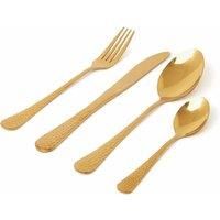 Sabichi Gold Hammered Cutlery Set - Flatware Set for 4 People - 4X Table Knife, Fork, Spoons - Easy to Clean Cutlery Set