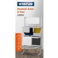 Status Heated Clothes Airer | Aluminium Clothes Drying Rack | 3 Tier Electric Heated Airer 248w | AHCA-248W1PKB5