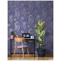 Holden Dreamcatcher Wallpaper - Modern Wallpaper for Bedroom, Nursery & Children’s Playroom - Decorative Luxury Wall Paper with Dreamcatchers, Suns, Stars, Moons & Star Signs (Purple & Silver)