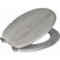 Wooden Toilet Seat Soft Close Chrome Hinges Oval Pine Mahogany Grey Oak White