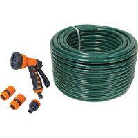 Faithfull FAIHOSE50AV Reinforced Hose Kit 50M (164ft) with 3 Fittings and Multipattern Spray Gun