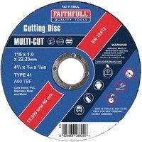 Faithfull FAI11510MUL Extra Thin (1 mm) Fast Cut Cutting Discs 115 mm x 1 mm x 22 mm (4.5 Inch) 10 Pack with Storage Tin