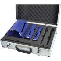 Faithfull FAIDCKIT7 7 Piece Diamond Core Drill Kit in Case. Includes: 38, 52 & 117mm Cores