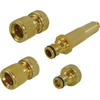 Faithfull FAIHOSESET4 Brass Nozzle & Fittings Kit 4 Piece 12.5mm (1/2")