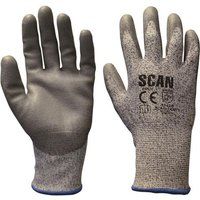 Scan Grey PU Coated Cut 5 Gloves - Medium (Size 8)