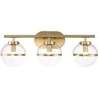 Hinkley Hollis 3 Light Heritage Brass Clear Seeded Opal Glass Wall Light