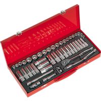 Sealey AK692 3/8-inch Square Drive Metric 6-Point Socket Set ,Red (45 Pieces)