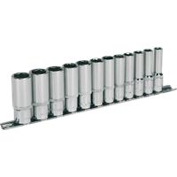 Sealey AK2694 Walldrive Metric Deep Socket Set, 3/8" Square Drive, 6PT, Silver, 12 Pieces