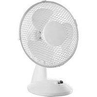 Fine Elements COL1250 Oscillating 9 Inch Desk Fan with 2 Speed Settings, Easy To Access Control Buttons, Safe and Secure Mesh Grill Protecting the Blades-White, One Size