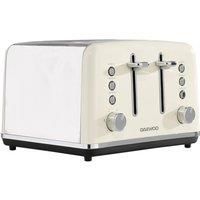 Daewoo Kensington Toaster 4 Slice Defrost Reheat Stainless Steel Cream SDA1585