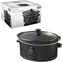 Quest 35279 3.5 Litre Slow Cooker/Compact Stainless Steel / 3 Temperature Settings/Transparent Toughened Glass Lid/Dishwasher Safe Bowl/Black Colour / 200W