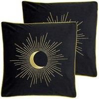 furn. Astrid Twin Pack Polyester Filled Cushions, Black, 50 x 50cm