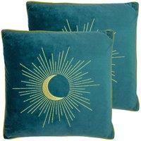 furn. Astrid Twin Pack Polyester Filled Cushions, Teal, 50 x 50cm