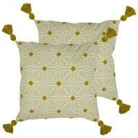 furn. Chia Twin Pack Polyester Filled Cushions, Ochre, 50 x 50cm