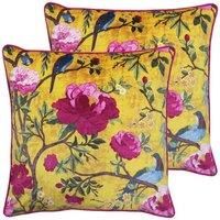 Paoletti Chinoiserie Twin Pack Polyester Filled Cushions Gold