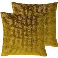 Paoletti Delphi Twin Pack Polyester Filled Cushions, Gold, 45 x 45cm