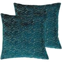 Paoletti Delphi Twin Pack Polyester Filled Cushions, Teal, 45 x 45cm