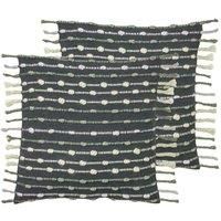 furn. Dhadit Twin Pack Polyester Filled Cushions, Charcoal/Natural, 45 x 45cm