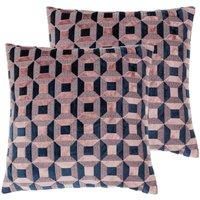 Paoletti Empire Twin Pack Polyester Filled Cushions, Blush/Navy, 45 x 45cm