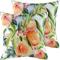 Evans Lichfield Fruit Peaches Twin Pack Polyester Filled Cushions, Multi, 43 x 43cm