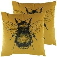 Evans Lichfield Goldbee Twin Pack Polyester Filled Cushions, Gold, 43 x 43cm