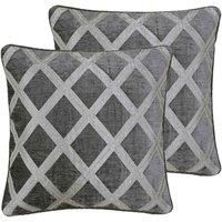 Paoletti Hermes Twin Pack Polyester Filled Cushions, Graphite, 45 x 45cm