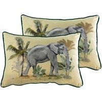 Evans Lichfield Kibale Elephant Twin Pack Polyester Filled Cushions, Multi, 35 x 50cm