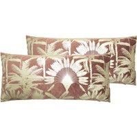 Paoletti Malaysian Palm Twin Pack Polyester Filled Cushions, Rose, 33 x 70cm