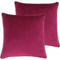 Paoletti Meridian Twin Pack Polyester Filled Cushions, Cranberry/Mocha, 55 x 55cm