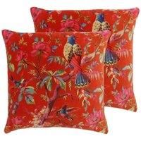 Paoletti Paradise Polyester Filled Cushions (Twin Pack), Orange, 50 x 50cm