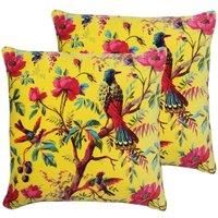 Paoletti Paradise Twin Pack Polyester Filled Cushions Yellow