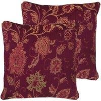 Paoletti Zurich Polyester Filled Cushions (Twin Pack), Polyester, Burgundy